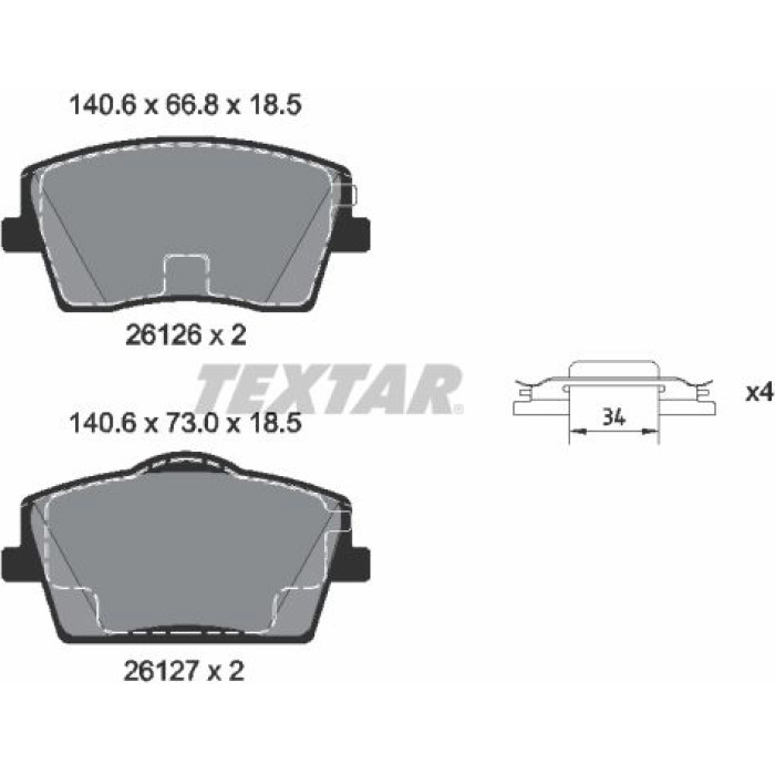 Textar Bremsbelagsatz 2612601 Textar Bremsbelagsatz 2612601