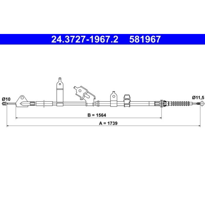 ATE Handbremsseil 24.3727-1967.2 ATE Handbremsseil 24.3727-1967.2