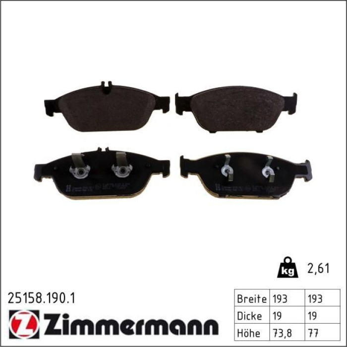 ZIMMERMANN Bremsbeläge 25158.190.1 ZIMMERMANN Bremsbeläge 25158.190.1