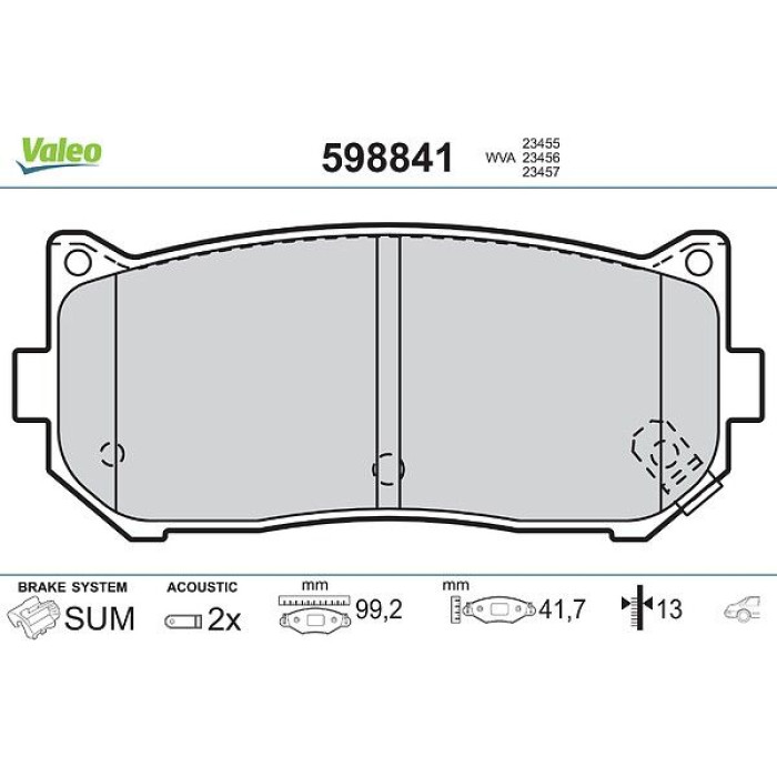 Valeo Bremsbelagsatz 598841 Valeo Bremsbelagsatz 598841