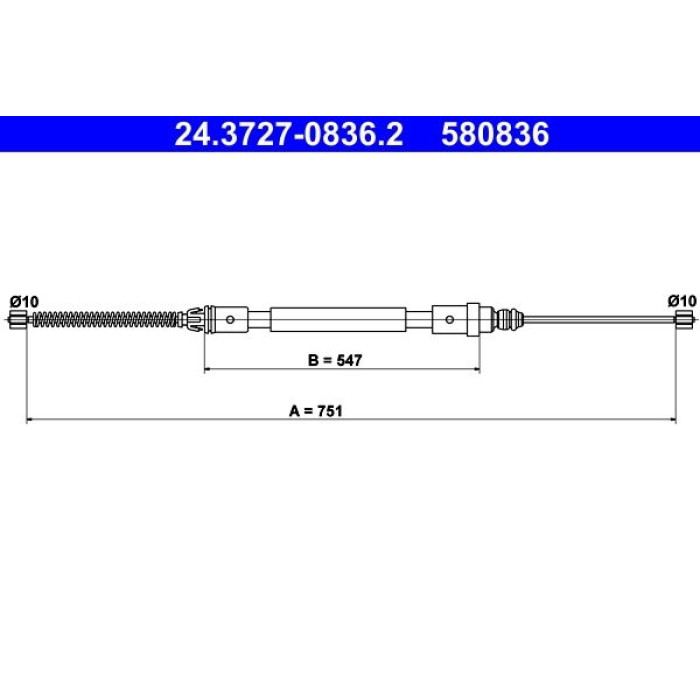 ATE Handbremsseil 24.3727-0836.2 ATE Handbremsseil 24.3727-0836.2