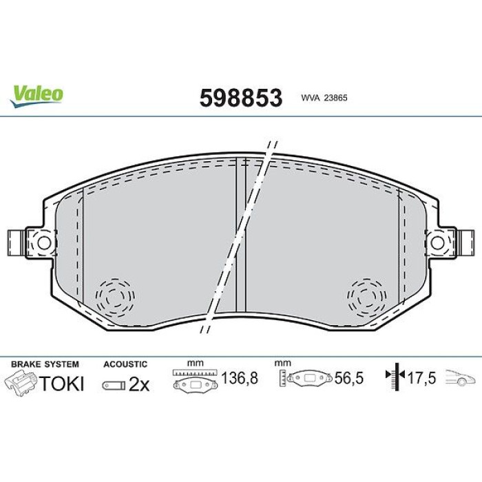 Valeo Bremsbelagsatz 598853 Valeo Bremsbelagsatz 598853