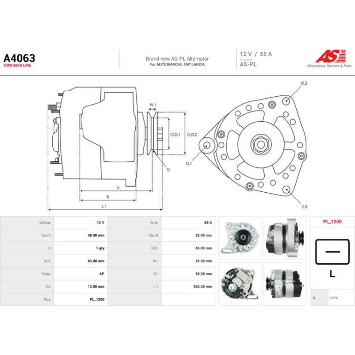 A4063 AS-PL Lichtmaschine (Generator) A4063 A4063 AS-PL Lichtmaschine (Generator) A4063