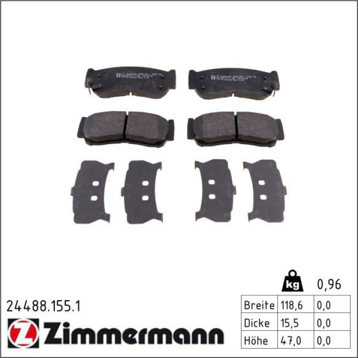 ZIMMERMANN Bremsbeläge 24488.155.1 ZIMMERMANN Bremsbeläge 24488.155.1