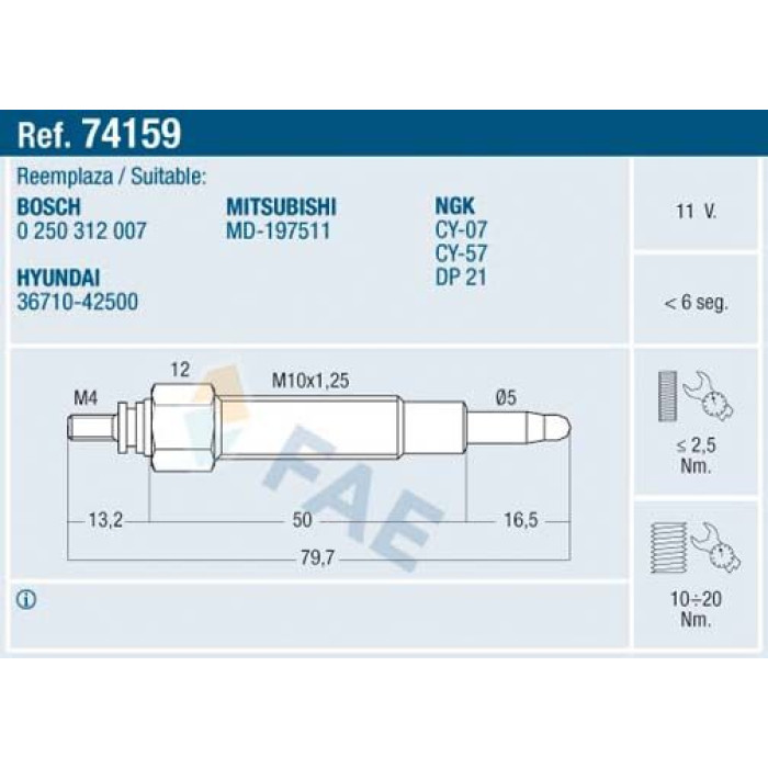 FAE Glühkerze 74159 FAE Glühkerze 74159