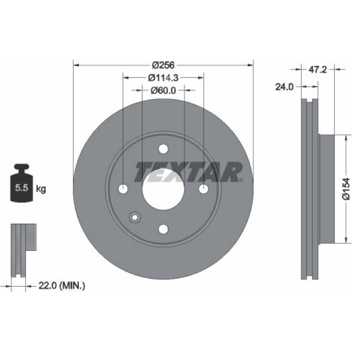 Textar Bremsscheibe 92133500 – 256 mm Textar Bremsscheibe 92133500 – 256 mm