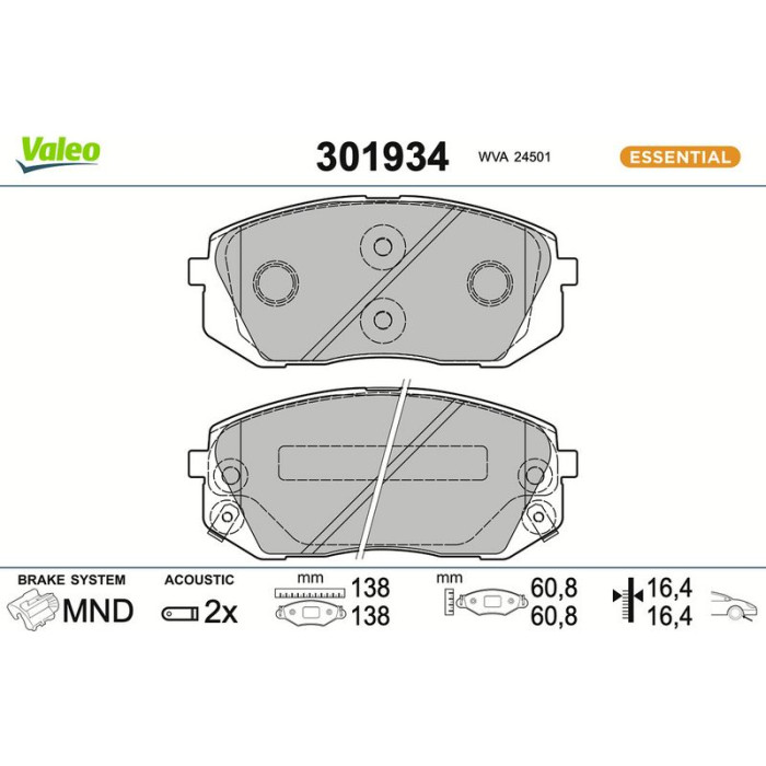 Valeo Bremsbelagsatz 301934 Valeo Bremsbelagsatz 301934