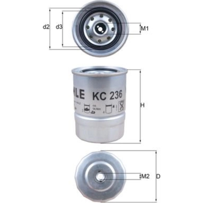 KC 236 MAHLE Kraftstofffilter KC 236, Anschraubfilter, Höhe 110 mm – u. a. für Nissan Patrol III/1 Hardtop (K160), III/1 Station Wagon (W160), Pick Up (720) – OE Nummer 1640017A00 - l KC 236 MAHLE Kraftstofffilter KC 236, Anschraubfilter, Höhe 110 mm – u. a. für Nissan Patrol III/1 Hardtop (K160), III/1 Station Wagon (W160), Pick Up (720) – OE Nummer 1640017A00 - l