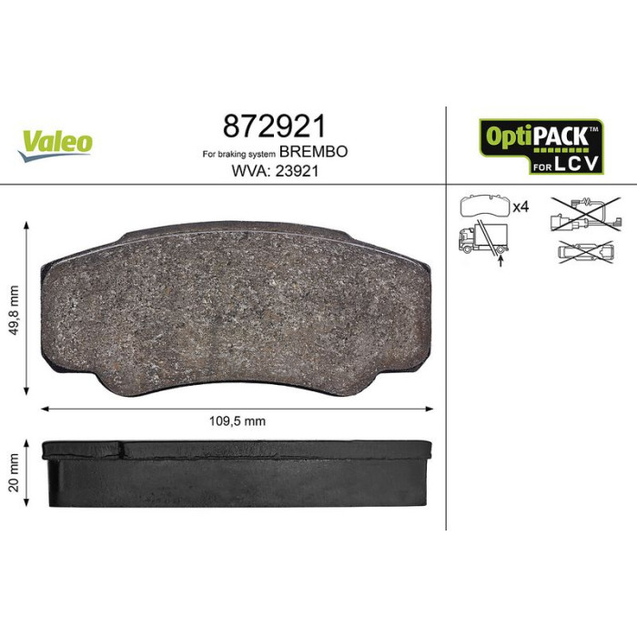 Valeo Bremsbelagsatz 872921 Valeo Bremsbelagsatz 872921