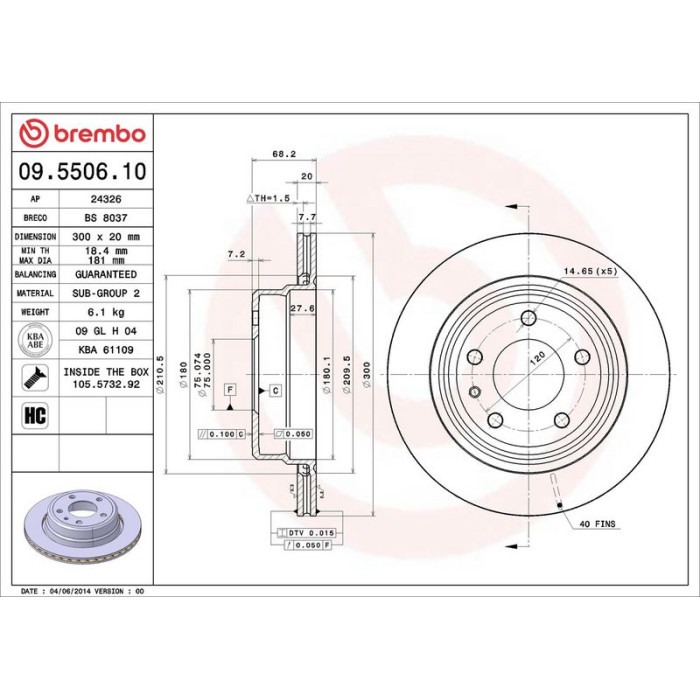Brembo Bremsscheibe 09.5506.10 Brembo Bremsscheibe 09.5506.10