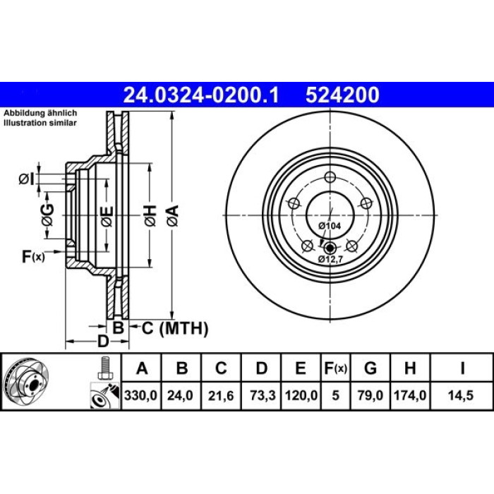 ATE Bremsscheibe BMW S. 1/3/X1 2.0-3.0 05-15 PowerDisc 24.0324-0200.1 ATE Bremsscheibe BMW S. 1/3/X1 2.0-3.0 05-15 PowerDisc 24.0324-0200.1