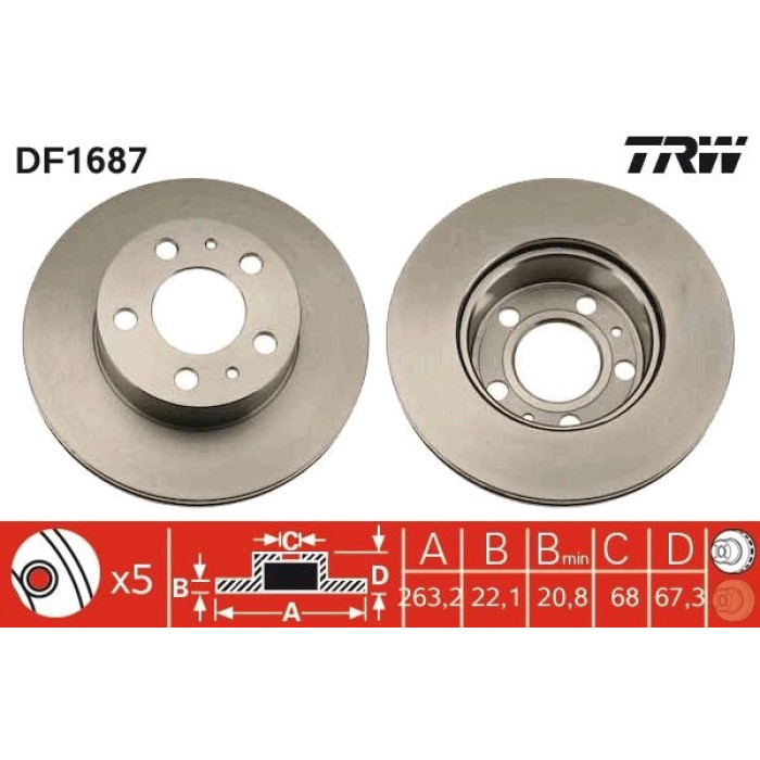 TRW Bremsscheibe DF1687 TRW Bremsscheibe DF1687