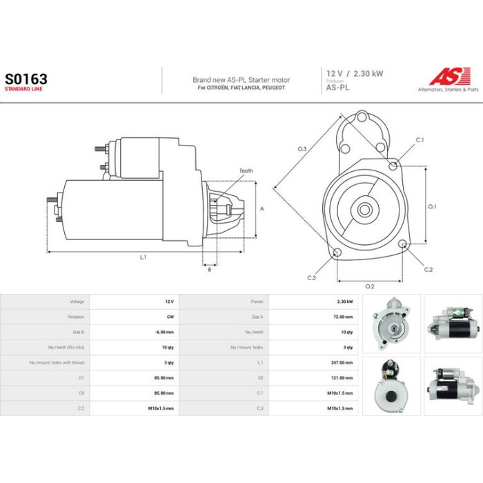 S0163 AS-PL Anlasser (Starter) S0163