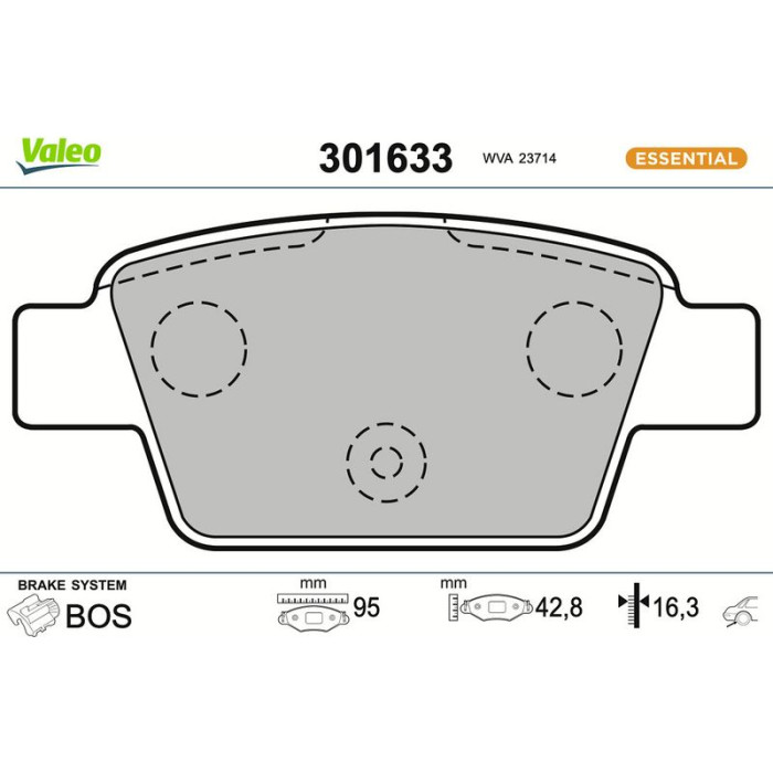 Valeo Bremsbelagsatz 301633 Valeo Bremsbelagsatz 301633