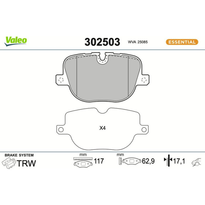 Valeo Bremsbelagsatz 302503 Valeo Bremsbelagsatz 302503