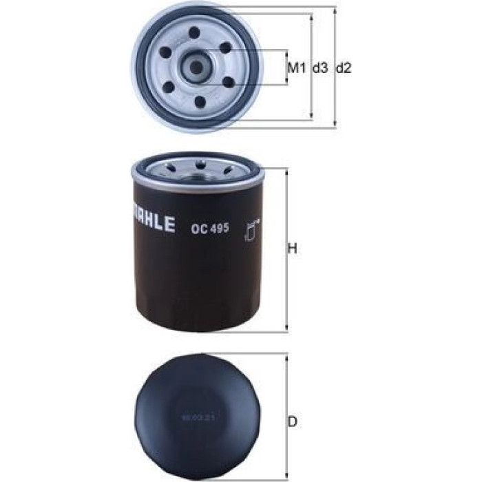 OC 495 MAHLE Ölfilter OC 495, Anschraubfilter, Höhe 86,2 mm – u. a. für Mitsubishi Colt VI (Z3_A, Z2_A), Smart Forfour (454), Lancer VIII (CY_A, CZ_A) – OE Nummer MR984204 - l OC 495 MAHLE Ölfilter OC 495, Anschraubfilter, Höhe 86,2 mm – u. a. für Mitsubishi Colt VI (Z3_A, Z2_A), Smart Forfour (454), Lancer VIII (CY_A, CZ_A) – OE Nummer MR984204 - l