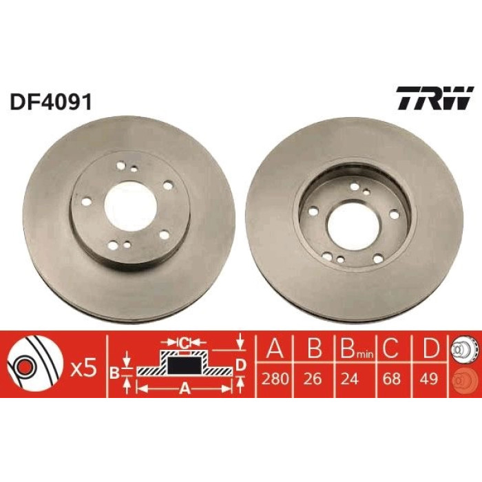 TRW Bremsscheibe DF4091 TRW Bremsscheibe DF4091