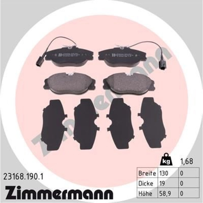 ZIMMERMANN Bremsbeläge 23168.190.1 ZIMMERMANN Bremsbeläge 23168.190.1