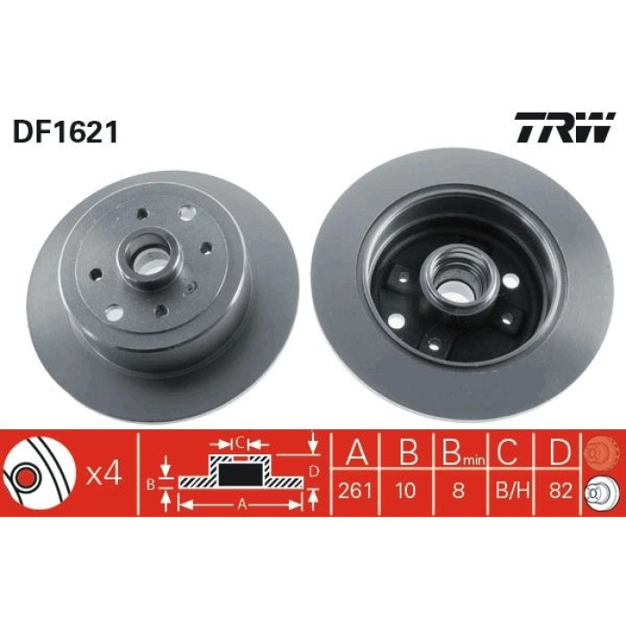 TRW Bremsscheibe DF1621 TRW Bremsscheibe DF1621