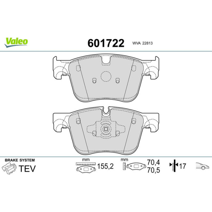 Valeo Bremsbelagsatz 601722 Valeo Bremsbelagsatz 601722