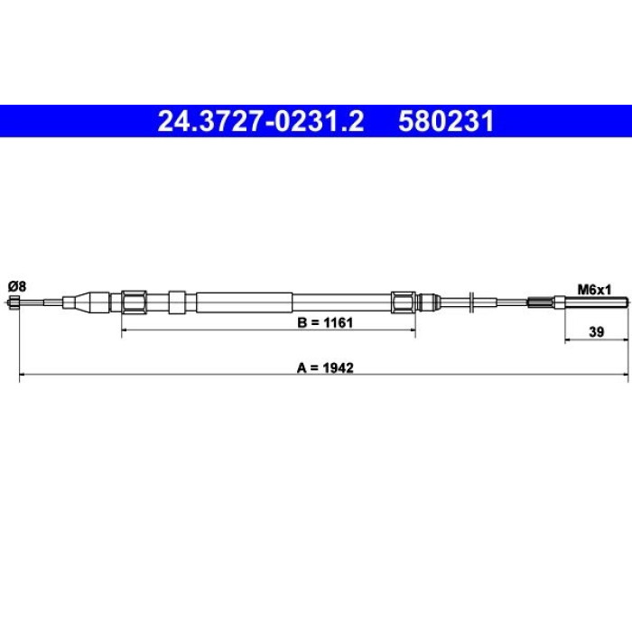ATE Handbremsseil 24.3727-0231.2 ATE Handbremsseil 24.3727-0231.2