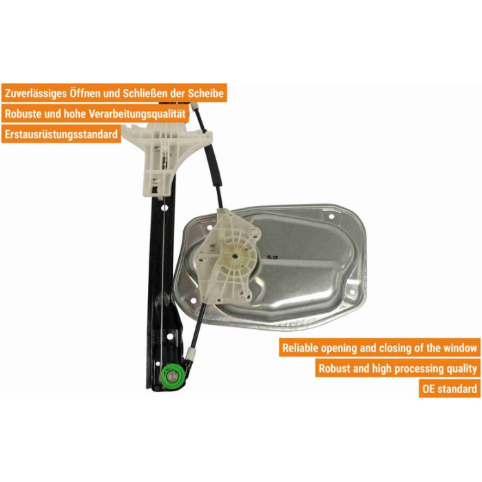 VAICO V10-9830 Fensterheber hinten rechts, mit Trägerplatte, ohne Motor, mit Komfortfunktion, elektrisch VAICO V10-9830 Fensterheber hinten rechts, mit Trägerplatte, ohne Motor, mit Komfortfunktion, elektrisch