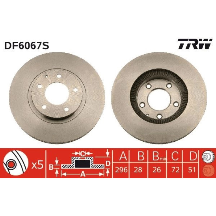 TRW Bremsscheibe Vorderachse DF6067S