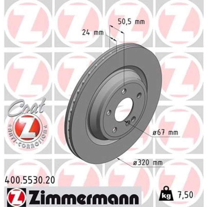 Zimmermann Bremsscheibe Hinterachse 400.5530.20 Zimmermann Bremsscheibe Hinterachse 400.5530.20