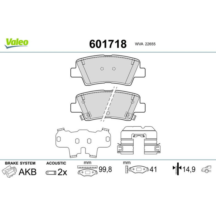 Valeo Bremsbelagsatz 601718 Valeo Bremsbelagsatz 601718