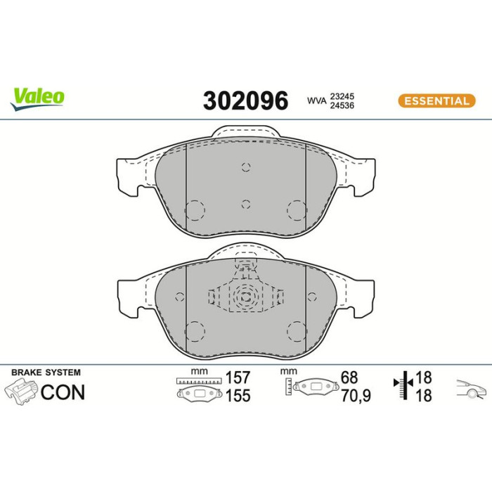 302096 Valeo Bremsbelagsatz 302096 302096 Valeo Bremsbelagsatz 302096