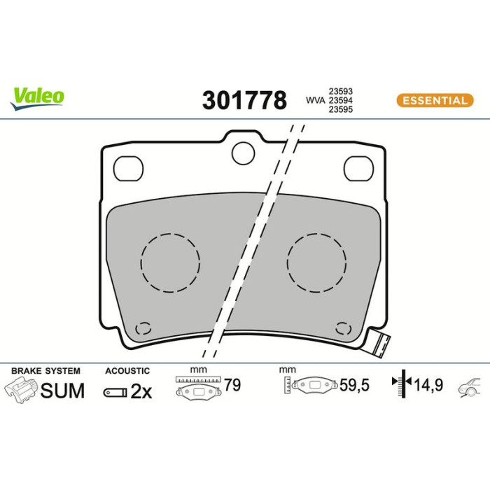 Valeo Bremsbelagsatz 301778 Valeo Bremsbelagsatz 301778