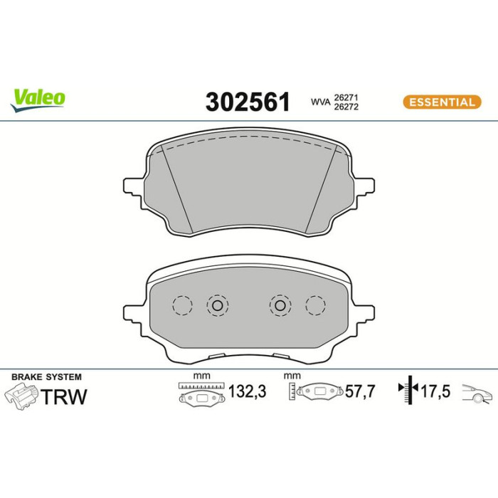 Valeo Bremsbelagsatz 302561 Valeo Bremsbelagsatz 302561