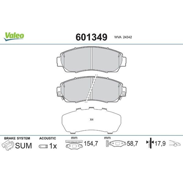Valeo Bremsbelagsatz 601349 Valeo Bremsbelagsatz 601349