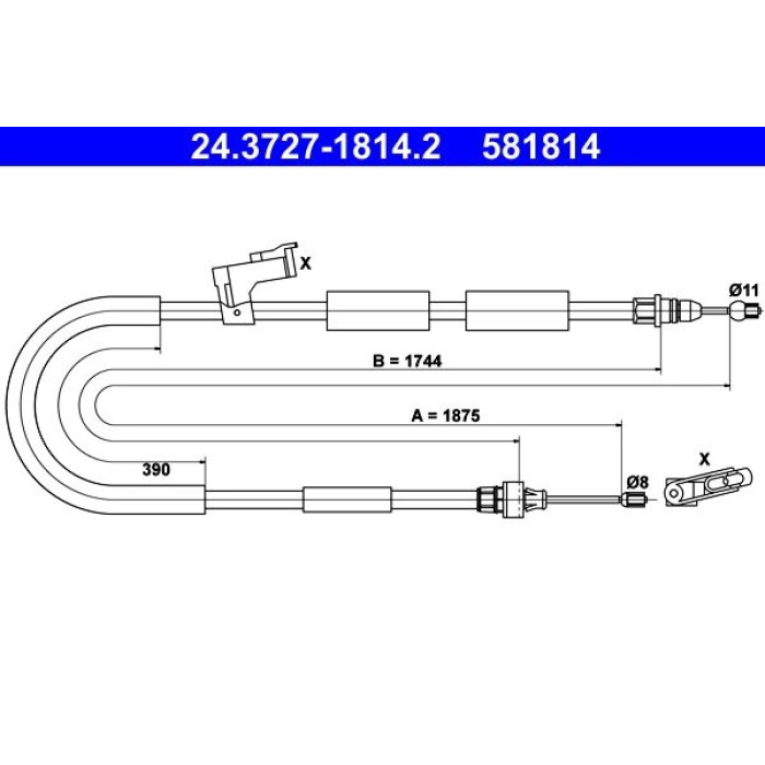 ATE Handbremsseil 24.3727-1814.2 ATE Handbremsseil 24.3727-1814.2