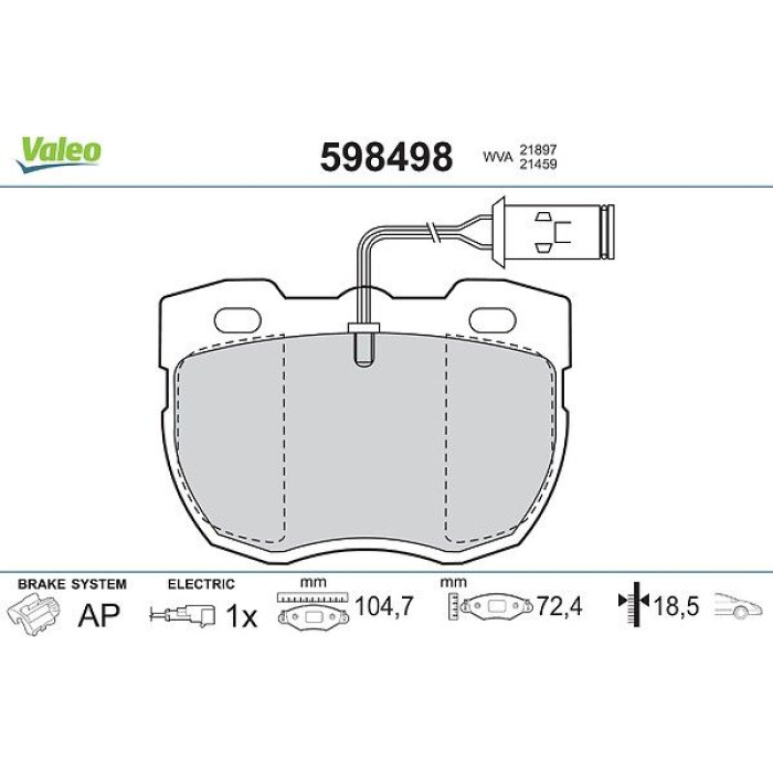 Valeo Bremsbelagsatz 598498 Valeo Bremsbelagsatz 598498