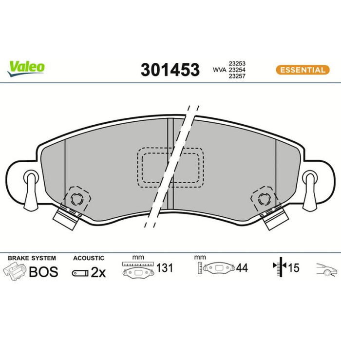 Valeo Bremsbelagsatz 301453 Valeo Bremsbelagsatz 301453