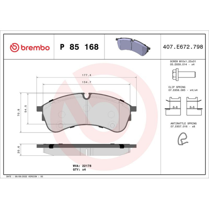 BREMBO Bremsklötze VA P 85 168 BREMBO Bremsklötze VA P 85 168
