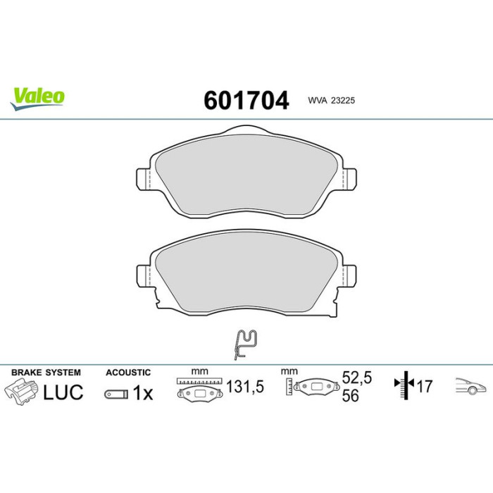 Valeo Bremsbelagsatz 601704 Valeo Bremsbelagsatz 601704