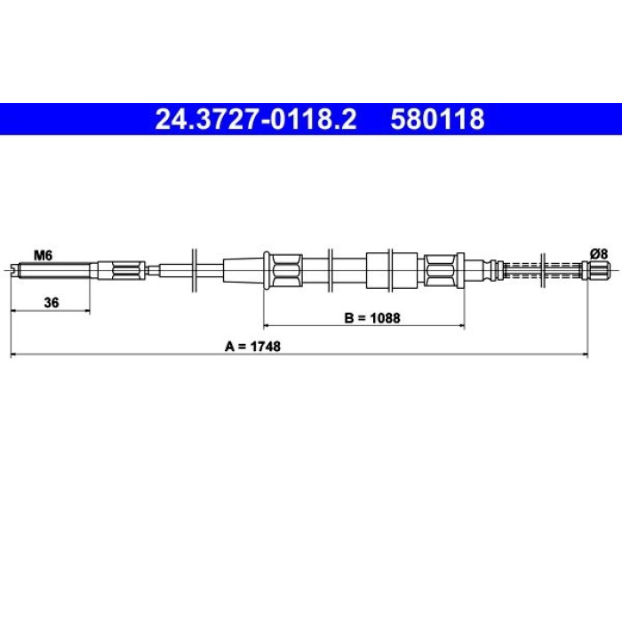 ATE Handbremsseil 24.3727-0118.2 ATE Handbremsseil 24.3727-0118.2
