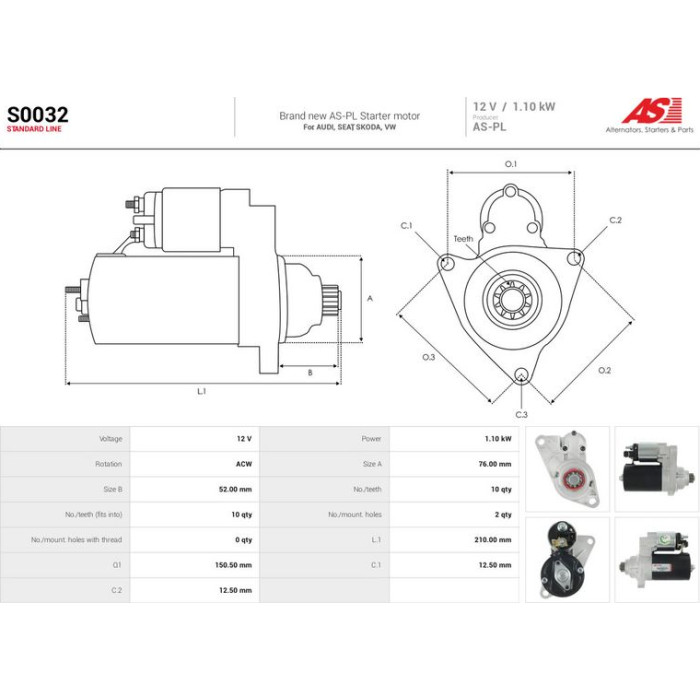 S0032 AS-PL Anlasser (Starter) S0032