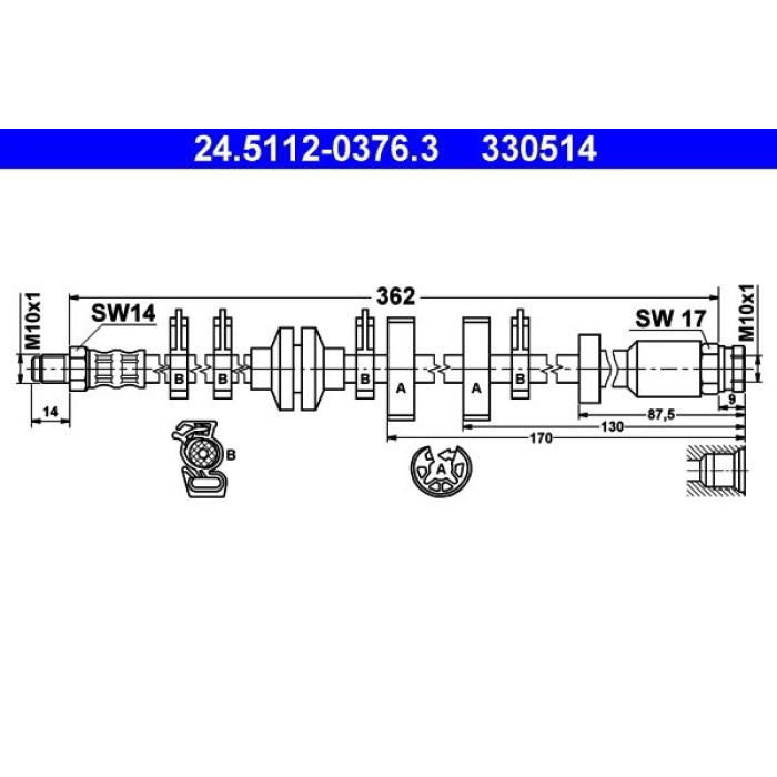 ATE Bremsschlauch 24.5112-0376.3 ATE Bremsschlauch 24.5112-0376.3
