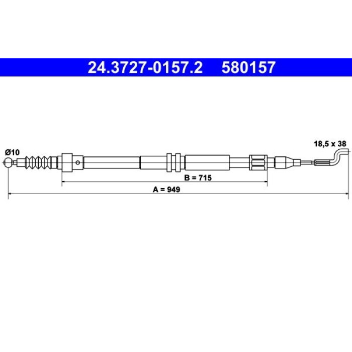 ATE Handbremsseil 24.3727-0157.2 ATE Handbremsseil 24.3727-0157.2