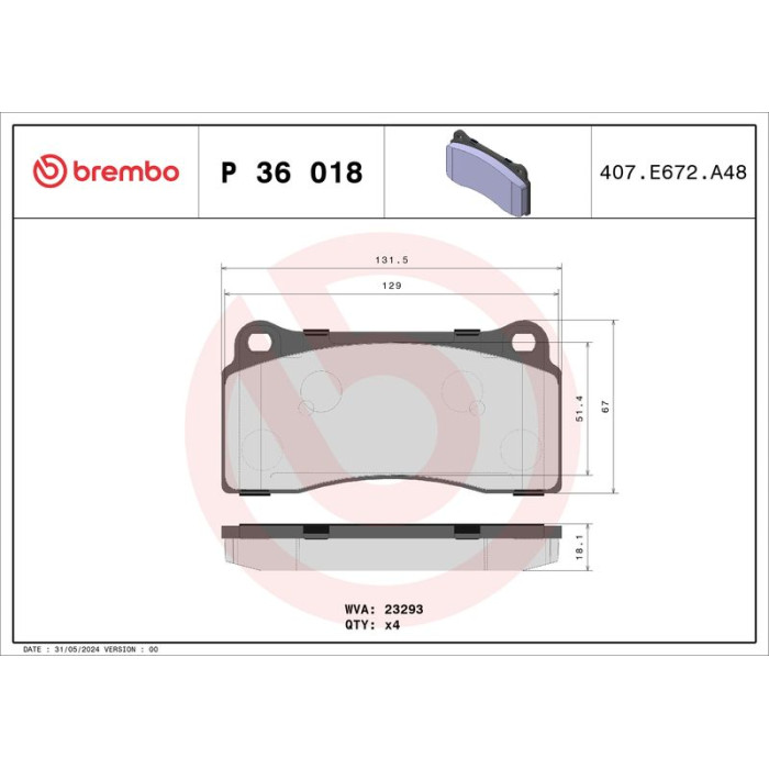 BREMBO Bremsklötze VA P 36 018 BREMBO Bremsklötze VA P 36 018