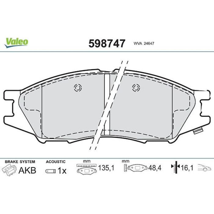 Valeo Bremsbelagsatz 598747 Valeo Bremsbelagsatz 598747