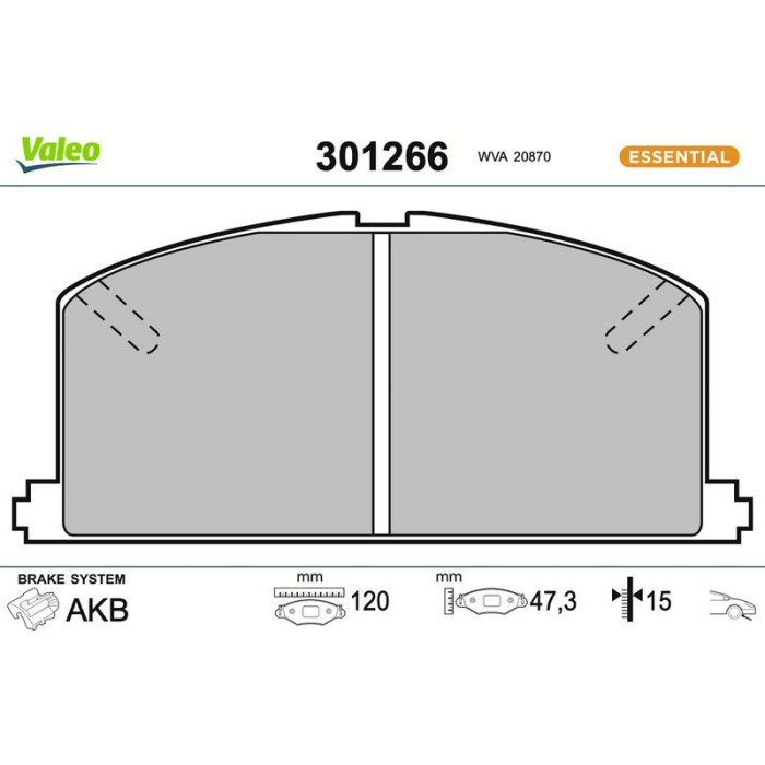 301266 Valeo Bremsbelagsatz 301266 301266 Valeo Bremsbelagsatz 301266