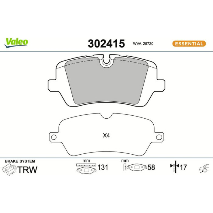 Valeo Bremsbelagsatz 302415 Valeo Bremsbelagsatz 302415