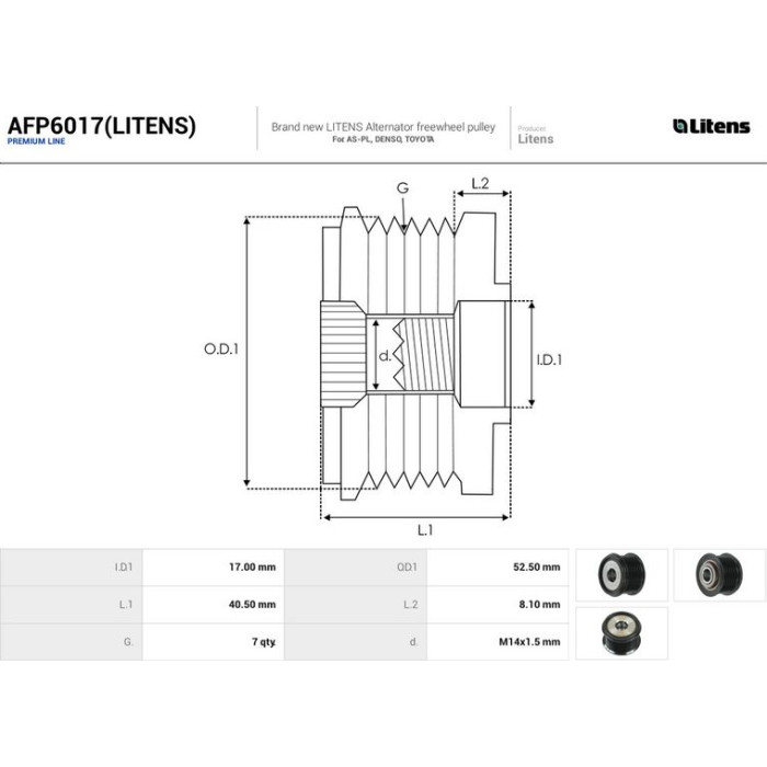 AFP6017(LITENS) AUTOSTARTER Lichtmaschinenfreilauf AFP6017(LITENS) AFP6017(LITENS) AUTOSTARTER Lichtmaschinenfreilauf AFP6017(LITENS)