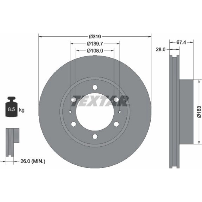 Textar Bremsscheibe 92274903 Textar Bremsscheibe 92274903