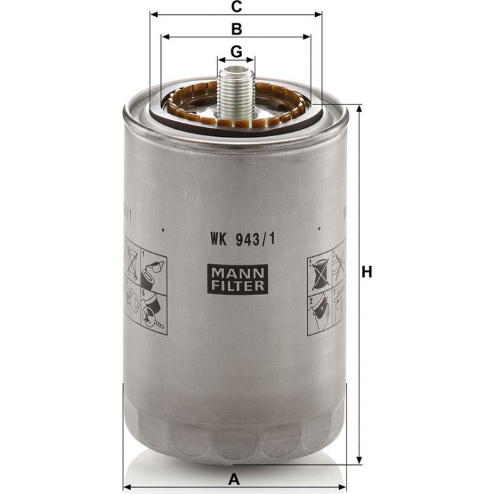 MANN-FILTER Kraftstofffilter LKW WK 943/1 MANN-FILTER Kraftstofffilter LKW WK 943/1