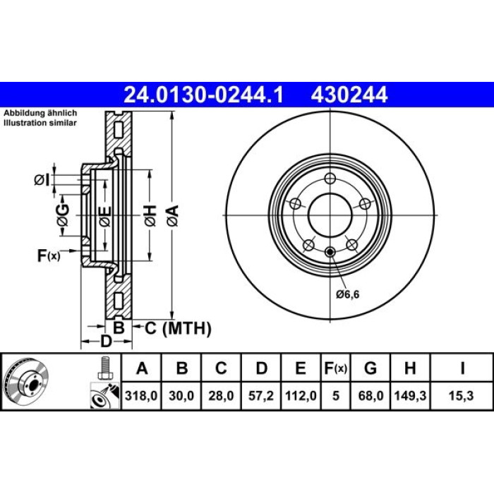 ATE Bremsscheibe 24.0130-0244.1